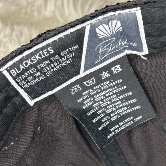 Blackskies Snapback hat adjustable black with logo netting style premium hat - Picture 2 of 7